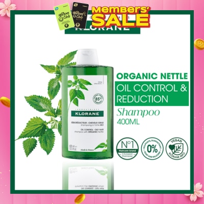 KLORANE Oil Control Organic Nettle Shampoo (To Purifies, Gently Cleanses & Regulates Sebum) 400ml