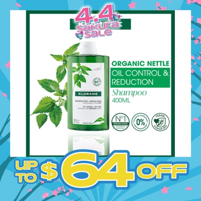 KLORANE - Oil Control Organic Nettle Shampoo (To Purifies, Gently Cleanses & Regulates Sebum) 400ml
