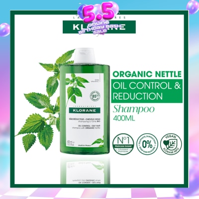 KLORANE - Oil Control Organic Nettle Shampoo (To Purifies, Gently Cleanses & Regulates Sebum) 400ml