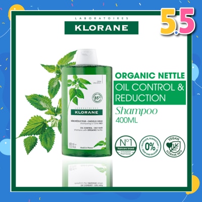 KLORANE Oil Control Organic Nettle Shampoo (To Purifies, Gently Cleanses & Regulates Sebum) 400ml