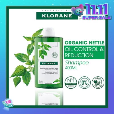 KLORANE Oil Control Organic Nettle Shampoo (To Purifies, Gently Cleanses & Regulates Sebum) 400ml