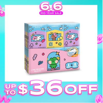 WATSONS - Line Friends Minini 100% Bamboo 3 ply Velvet Petite Hankies 8 x 18s