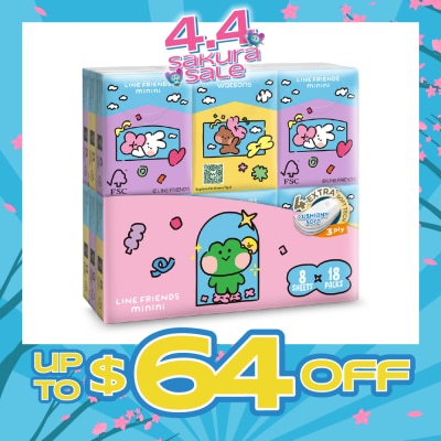 WATSONS - Line Friends Minini 100% Bamboo 3 ply Velvet Petite Hankies 8 x 18s