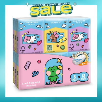WATSONS - Line Friends Minini 100% Bamboo 3 ply Velvet Petite Hankies 8 x 18s