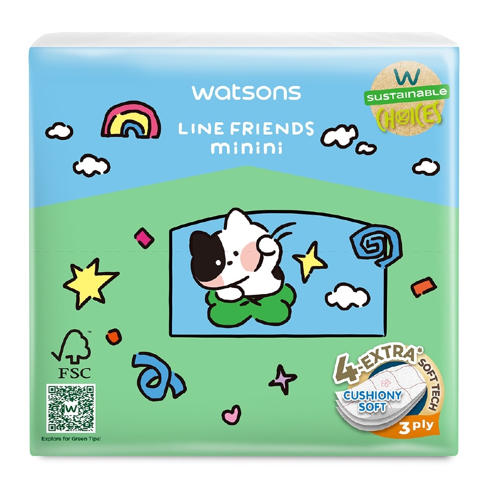 Line Friends Minini 100% Bamboo 3 ply Velvet Facial Travel Tissue 40 x 6s
