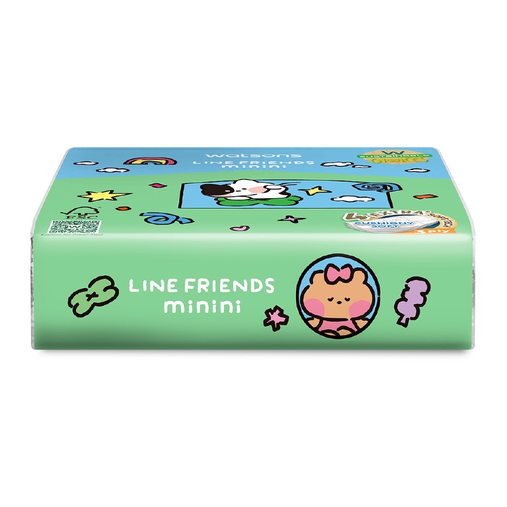 Line Friends Minini 100% Bamboo 3 ply Velvet Facial Travel Tissue 40 x 6s