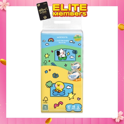 WATSONS Line Friends Minini 100% Bamboo 3 ply Velvet Facial Travel Tissue 40 x 6s