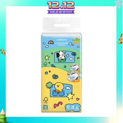 WATSONS Line Friends Minini 100% Bamboo 3 ply Velvet Facial Travel Tissue 40 x 6s