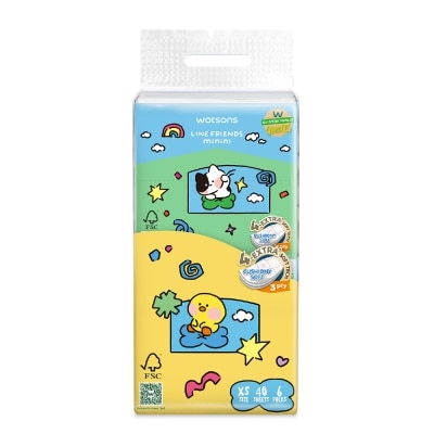 WATSONS Line Friends Minini 100% Bamboo 3 ply Velvet Facial Travel Tissue 40 x 6s