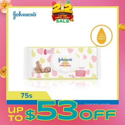 JOHNSON'S Baby Skincare Fragrance Free Baby Wipes (Suitable For Delicate + Sensitive Newborn Skin) 75s