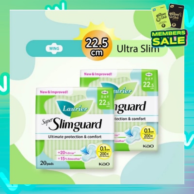 LAURIER Super Slimguard Day Wing Sanitary Pad 22.5cm Twin Packset 20s x 2