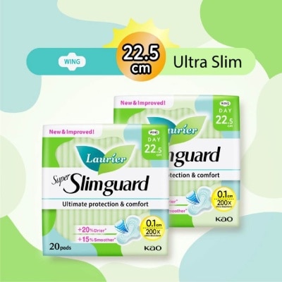 LAURIER Super Slimguard Day Wing Sanitary Pad 22.5cm Twin Packset 20s x 2