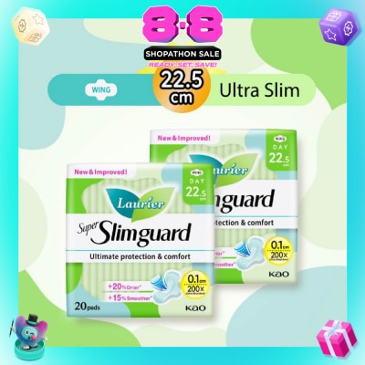LAURIER - Super Slimguard Day Wing Sanitary Pad 22.5cm Twin Packset 20s x 2