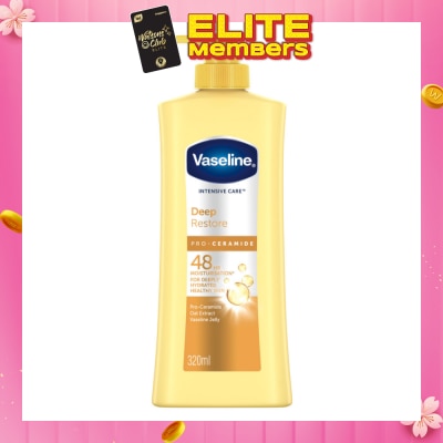VASELINE Intensive Care Deep Restore Body Lotion (Long Lasting Moisturise and Helps Heal Dry Skin) 320ml
