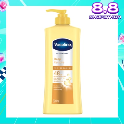 VASELINE Intensive Care Deep Restore Body Lotion (Long Lasting Moisturise and Helps Heal Dry Skin) 320ml
