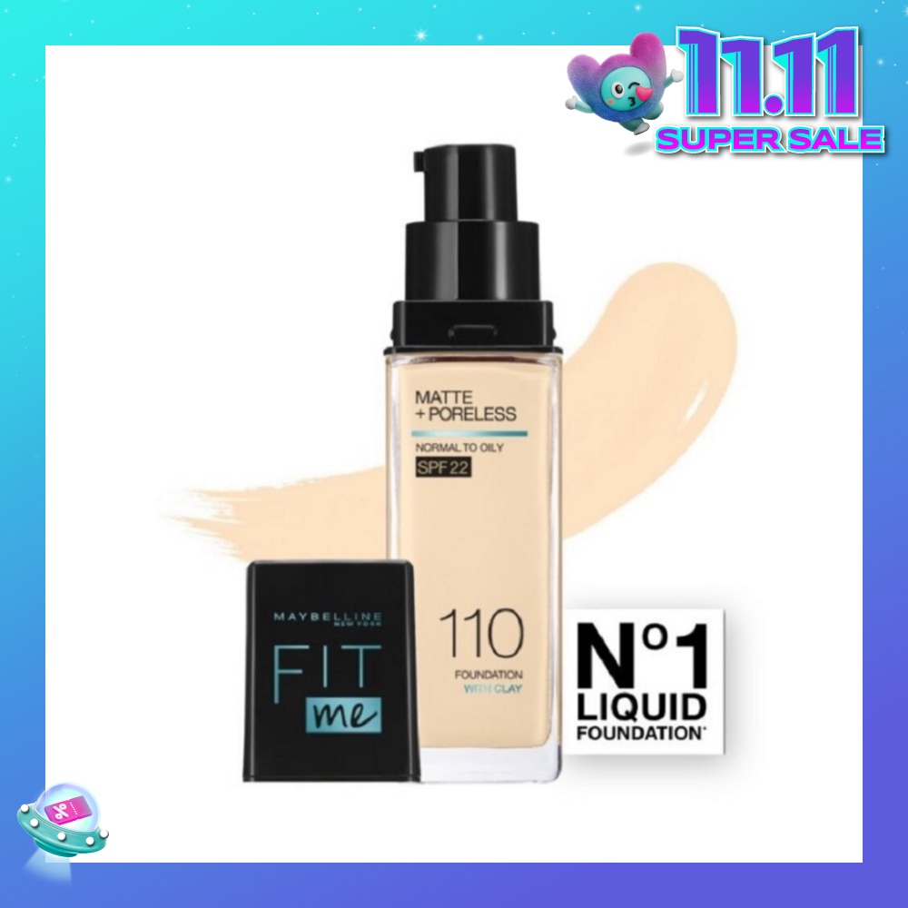 MAYBELLINE Fit Me Matte Poreless Liquid Foundation 110 Porcelain SPF 22 Pump 30ml