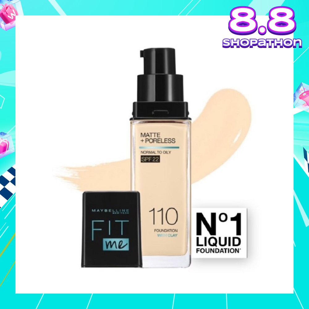 Fit Me Matte Poreless Liquid Foundation 110 Porcelain SPF 22 Pump 30ml