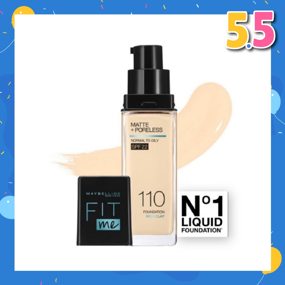 Fit Me Matte Poreless Liquid Foundation 110 Porcelain SPF 22 Pump 30ml