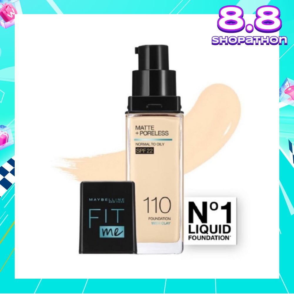 Fit Me Matte Poreless Liquid Foundation 110 Porcelain SPF 22 Pump 30ml