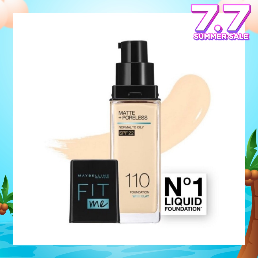 MAYBELLINE Fit Me Matte Poreless Liquid Foundation 110 Porcelain SPF 22 Pump 30ml