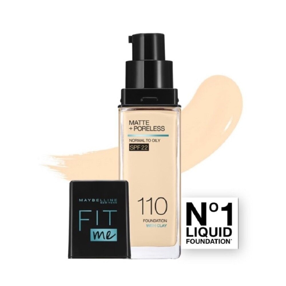 MAYBELLINE Fit Me Matte Poreless Liquid Foundation 110 Porcelain SPF 22 Pump 30ml