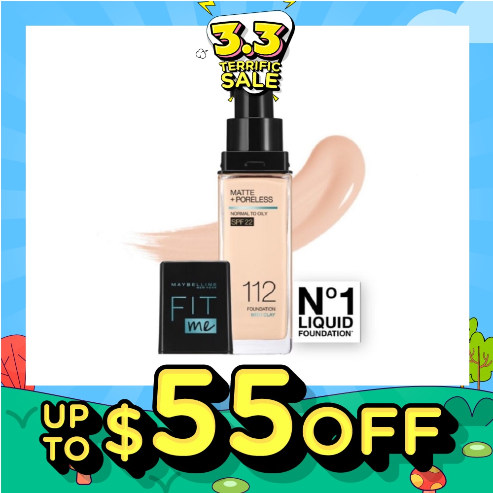 MAYBELLINE Fit Me Matte Poreless Liquid Foundation 112 Natural Ivory SPF 22 Pump 30ml