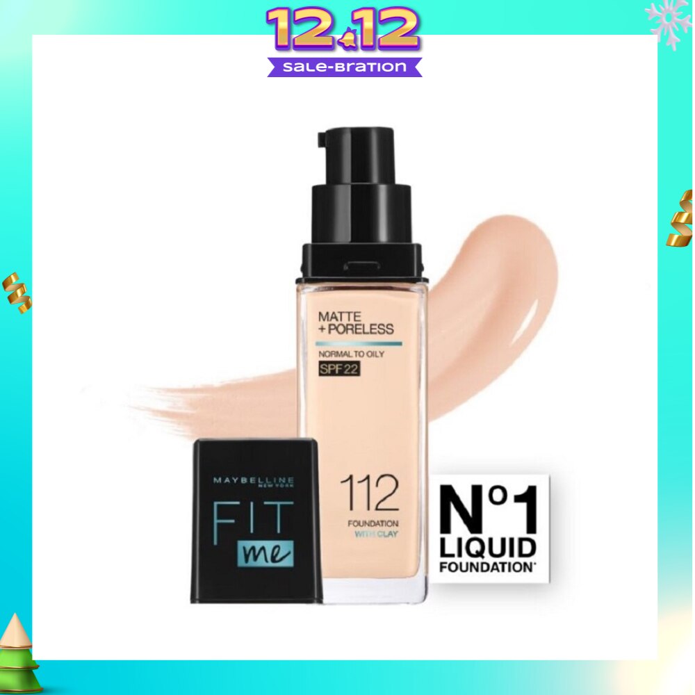 MAYBELLINE Fit Me Matte Poreless Liquid Foundation 112 Natural Ivory SPF 22 Pump 30ml