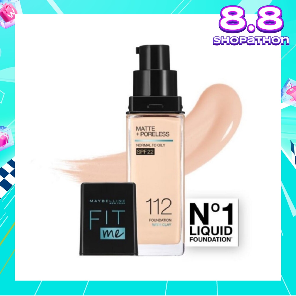 Fit Me Matte Poreless Liquid Foundation 112 Natural Ivory SPF 22 Pump 30ml