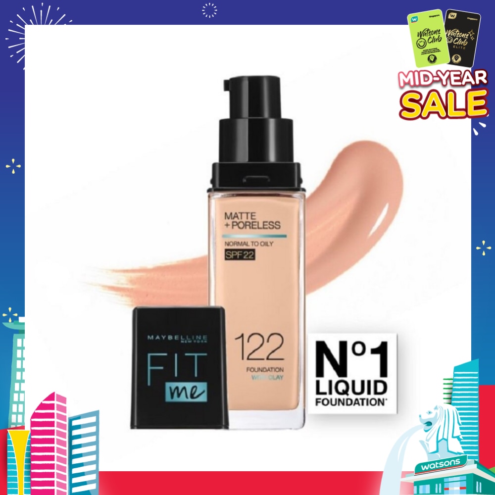 MAYBELLINE Fit Me Matte Poreless Liquid Foundation 122 Creamy Beige SPF 22 Pump 30ml