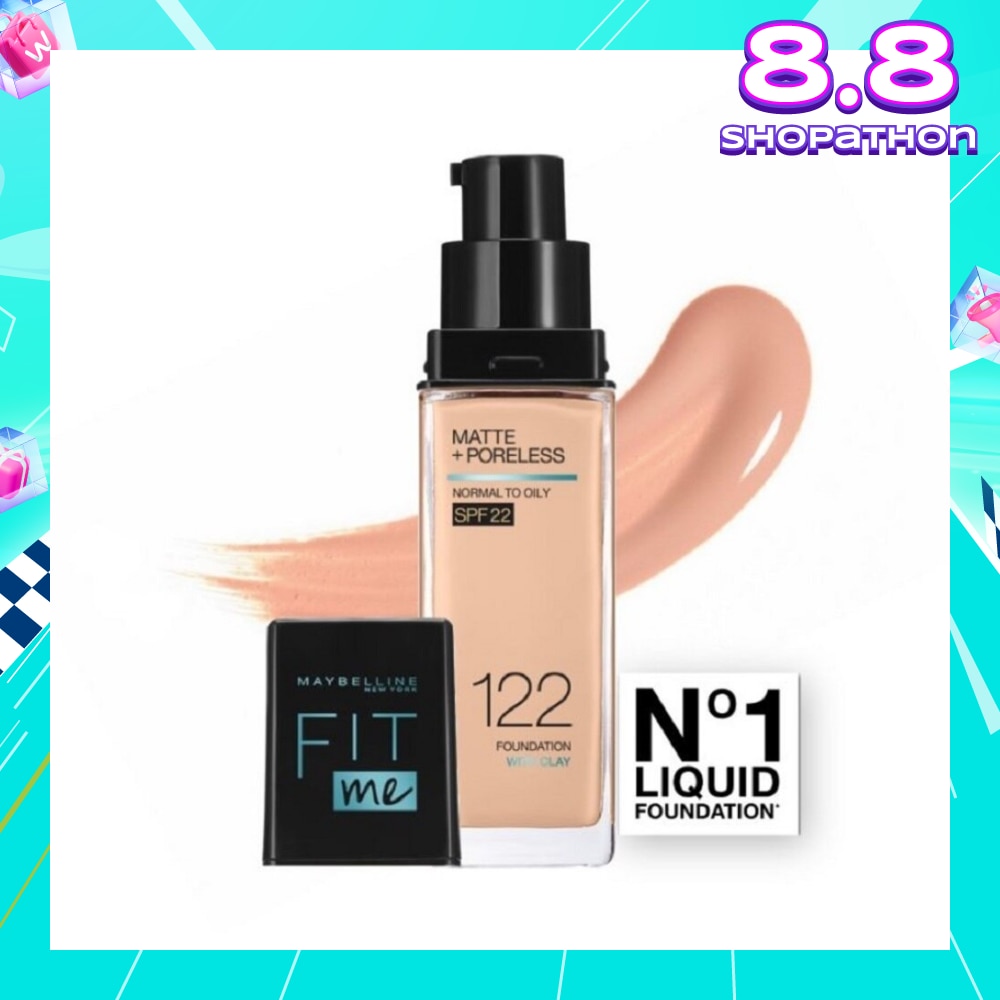 Fit Me Matte Poreless Liquid Foundation 122 Creamy Beige SPF 22 Pump 30ml