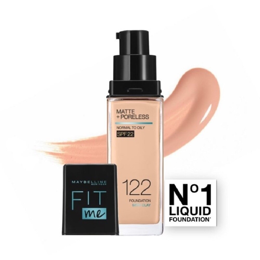 MAYBELLINE Fit Me Matte Poreless Liquid Foundation 122 Creamy Beige SPF 22 Pump 30ml