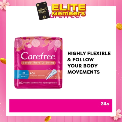 CAREFREE Barely There G-string Unscented Panty Liners 24s