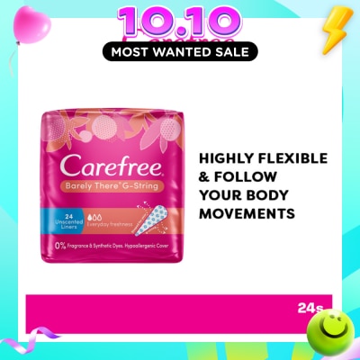 CAREFREE Barely There G string Unscented Panty Liners 24s image
