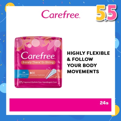 CAREFREE Barely There G-string Unscented Panty Liners 24s