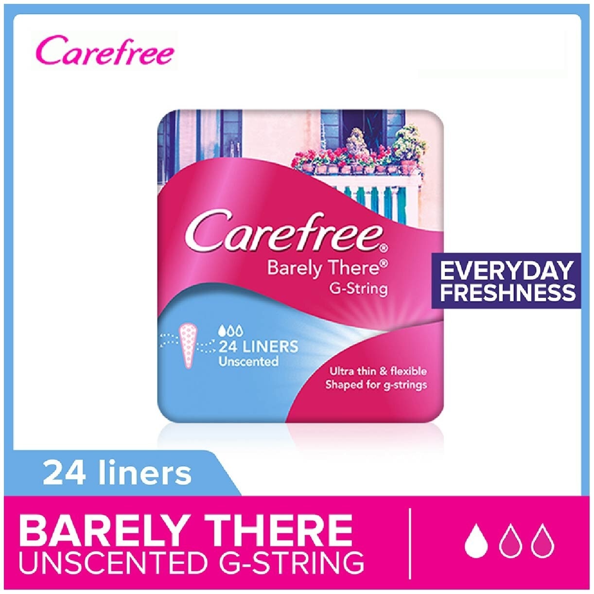 Barely There G-string Unscented Panty Liners 24s