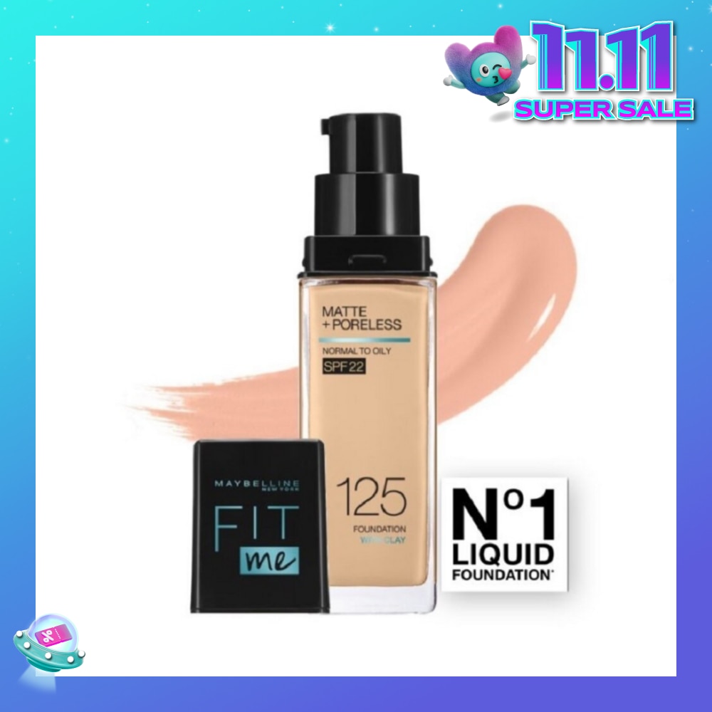 Fit Me Matte Poreless Liquid Foundation 125 Nude Beige SPF 22 Pump 30ml