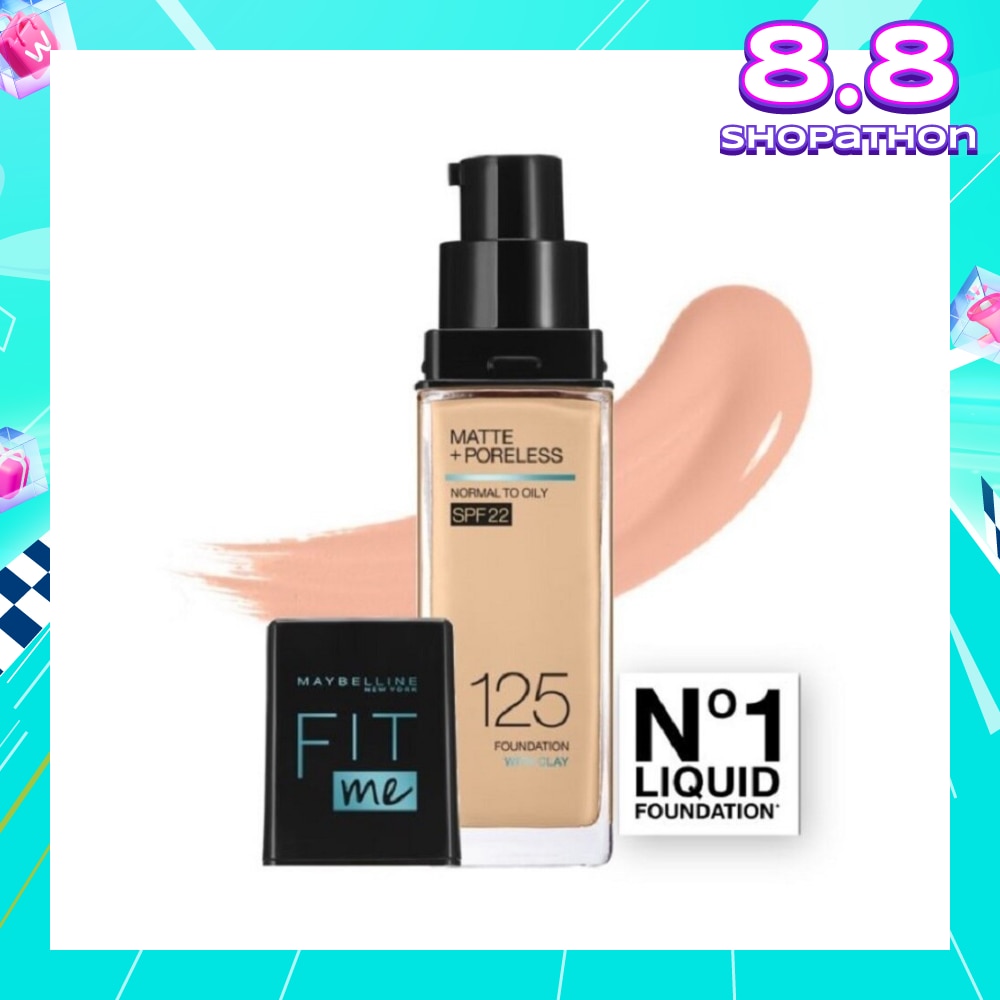 Fit Me Matte Poreless Liquid Foundation 125 Nude Beige SPF 22 Pump 30ml