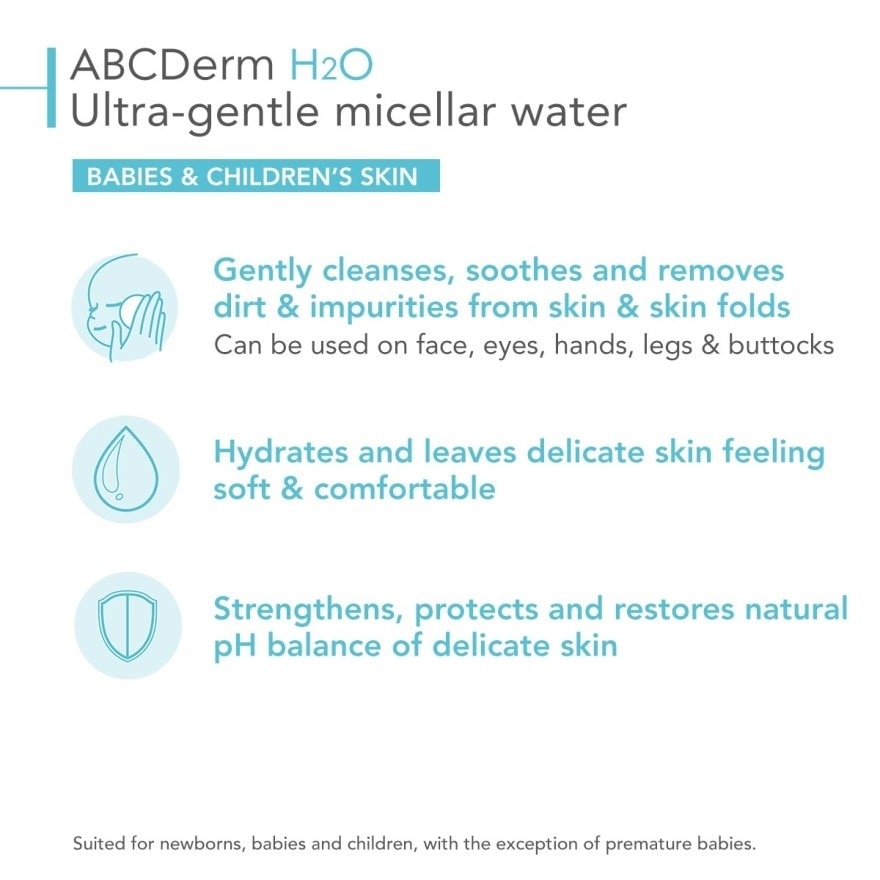 ABCDerm H2O Ultra-Gentle Non-Rinse Micellar Water (Babies and Children's Skin) 1L