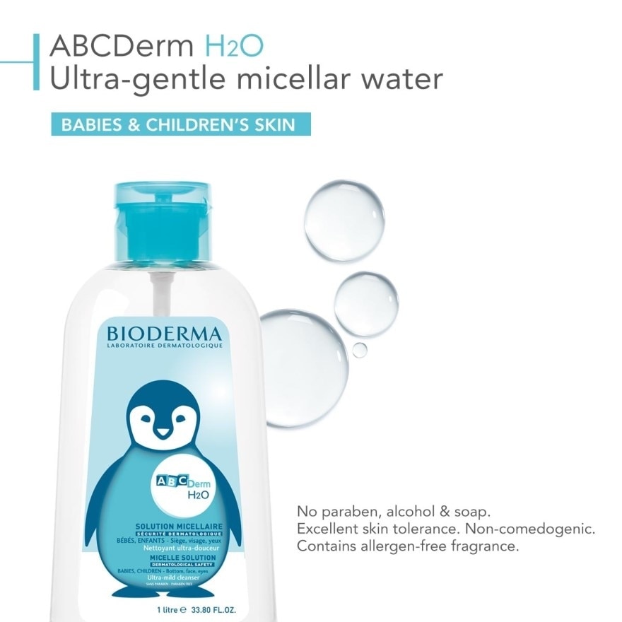 ABCDerm H2O Ultra-Gentle Non-Rinse Micellar Water (Babies and Children's Skin) 1L