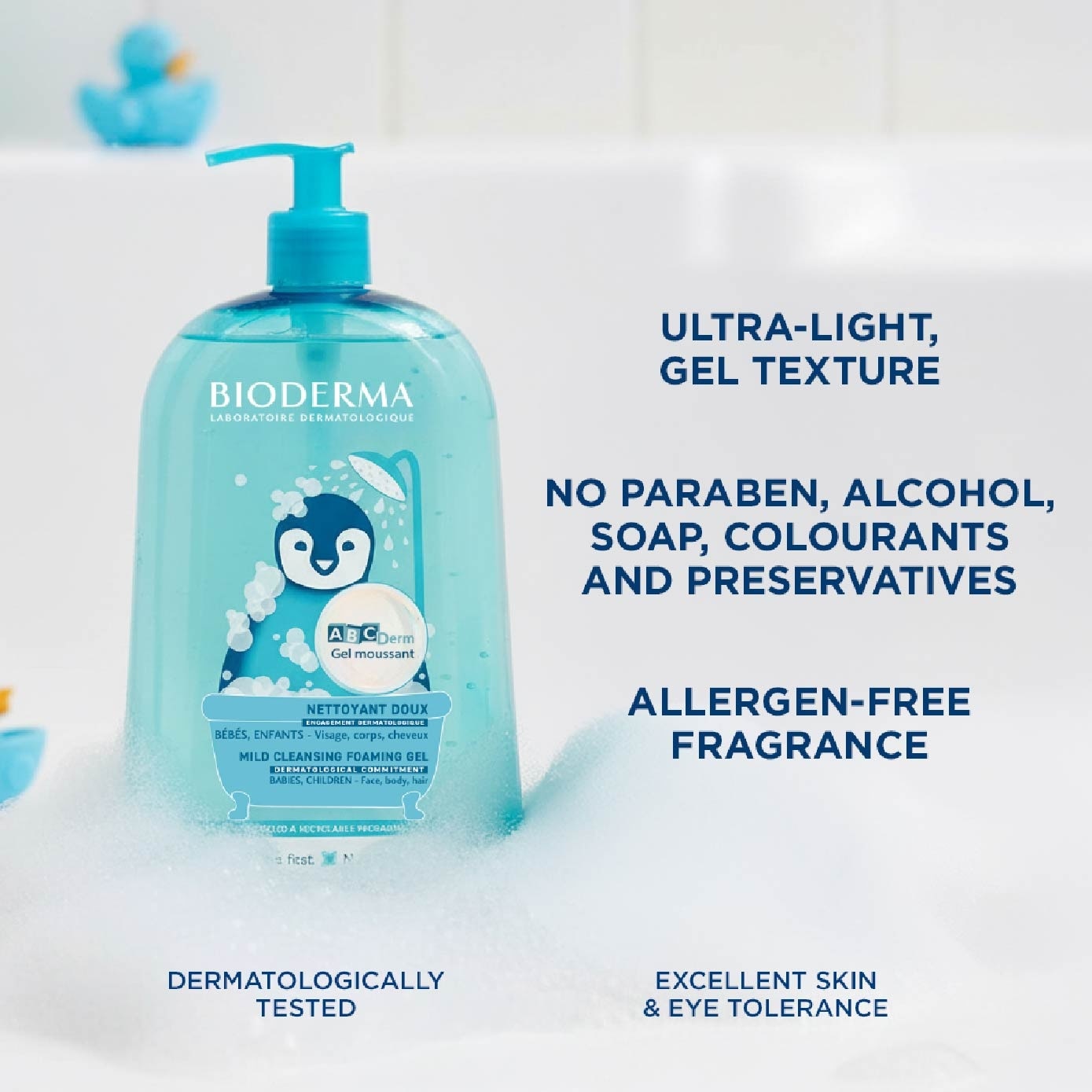 ABCDERM Gel Moussant Ultra-Gentle Soap-Free Face and Body Cleansing Gel 1L
