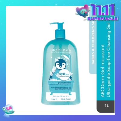 ABCDERM Gel Moussant Ultra-Gentle Soap-Free Face and Body Cleansing Gel 1L
