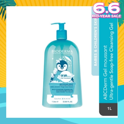 BIODERMA ABCDerm Gel Moussant Ultra-Gentle Soap-Free Face and Body Cleansing Gel (Babies and Children's Skin) 1L