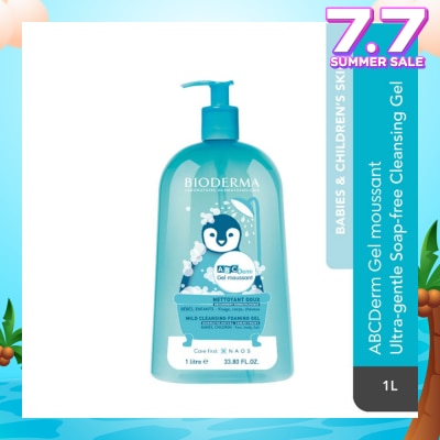 BIODERMA ABCDerm Gel Moussant Ultra-Gentle Soap-Free Face and Body Cleansing Gel (Babies and Children's Skin) 1L