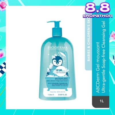 BIODERMA ABCDerm Gel Moussant Ultra-Gentle Soap-Free Face and Body Cleansing Gel (Babies and Children's Skin) 1L