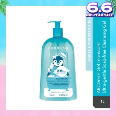BIODERMA ABCDerm Gel Moussant Ultra-Gentle Soap-Free Face and Body Cleansing Gel (Babies and Children's Skin) 1L
