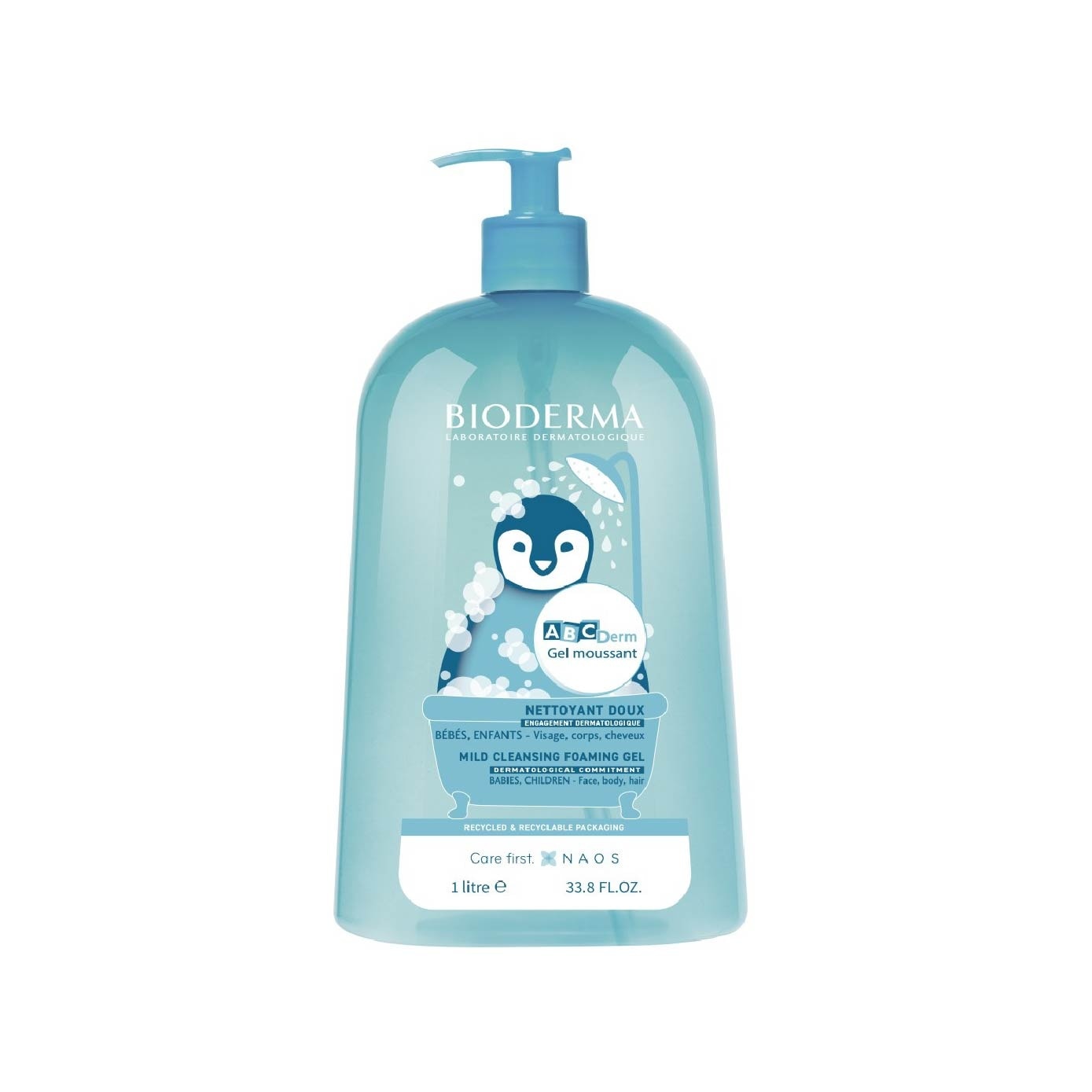 ABCDERM Gel Moussant Ultra-Gentle Soap-Free Face and Body Cleansing Gel 1L