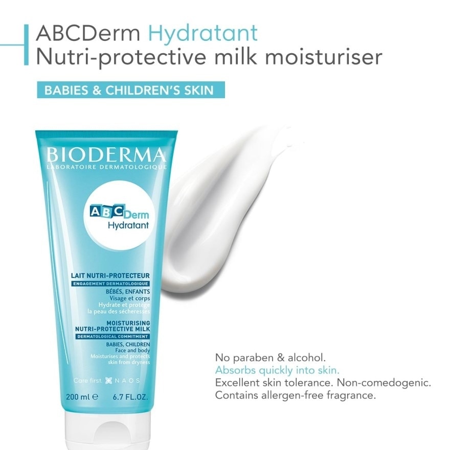 ABCDerm Hydratant Nutri-Protective Face and Body Moisturiser (Babies and Children's Skin) 200ml