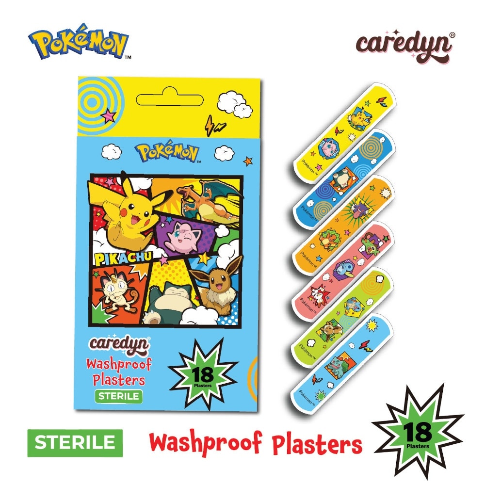 Pokemon Washproof Plasters Sterile Sheets 18s