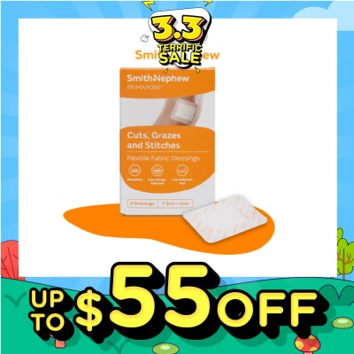 SMITH & NEPHEW Primapore Cuts, Grazes And Stitches Dressings 7.2cm x 5cm 5s