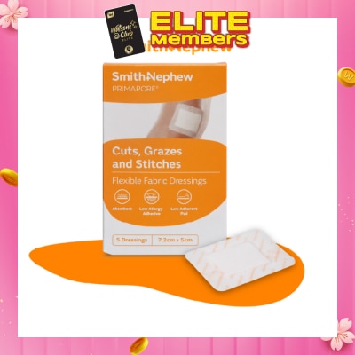 SMITH & NEPHEW Primapore Cuts, Grazes And Stitches Dressings 7.2cm x 5cm 5s